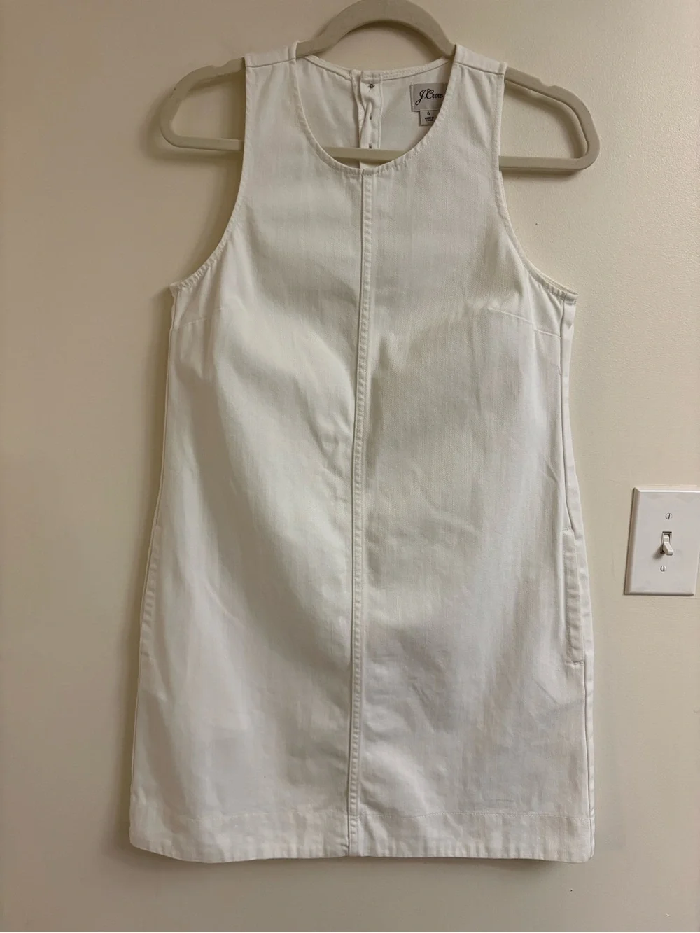 J.Crew White Denim Shift Dress Size 6 Preppy Coastal Quiet Luxury Mini Dress